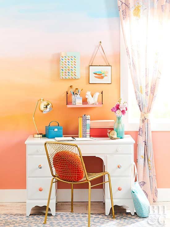 Beautiful Sunset Ombre Wall Painting